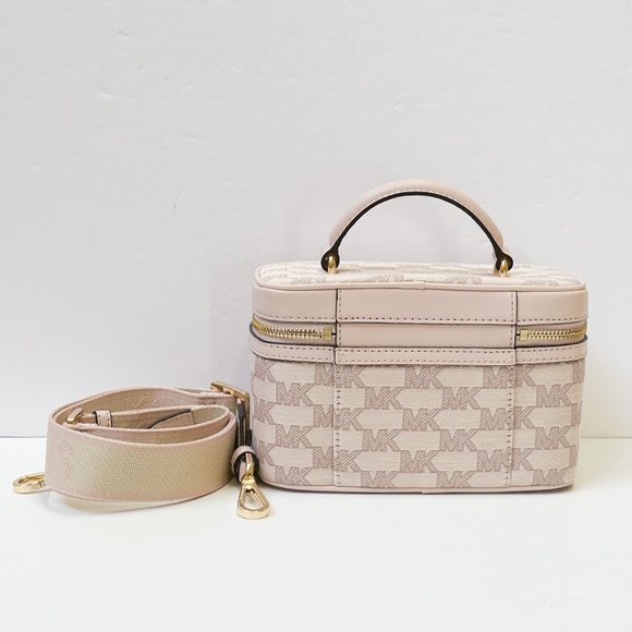 Michael Kors Jet Set Item Zip Trunk Crossbody Shoulder MK Strap MK Pink Multi - Picture 3 of 9